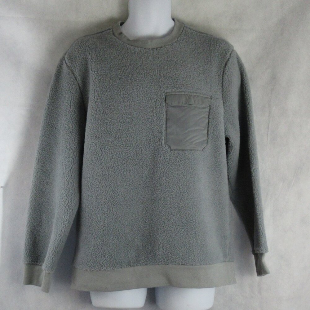 NWT Alfani Men's Chest Pocket Polyester Fleece Sweatshirt, Gray Stone, Medium